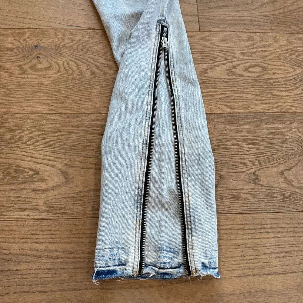 MNML M510 O Ring Denim Light Blue‎ Zipper Flare Jeans Mens 38 NWT